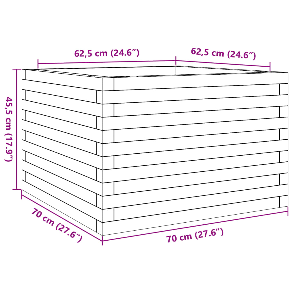 vidaXL Jardinera madera maciza de abeto Douglas 70x70x45,5 cm