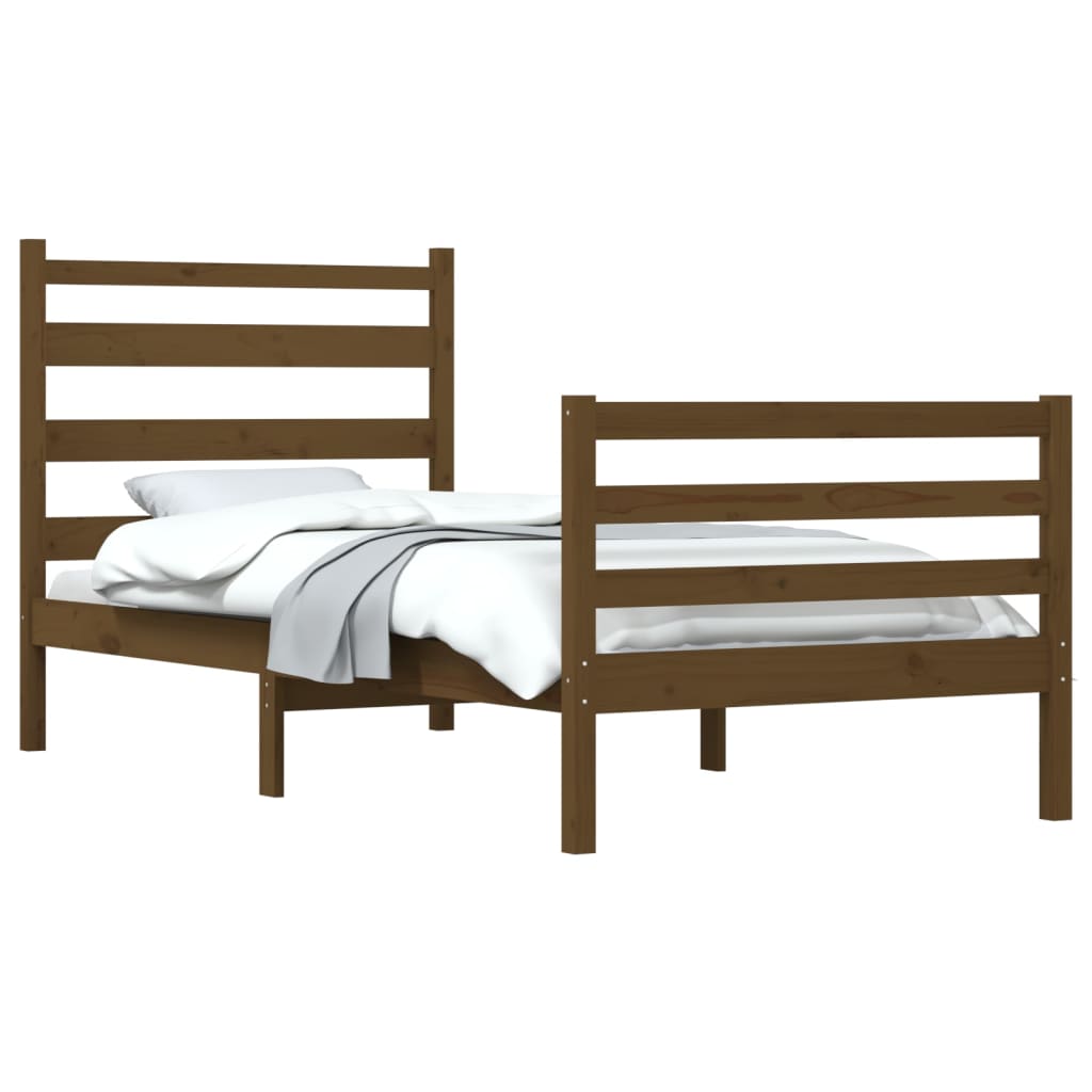 vidaXL Estructura de cama de madera maciza pino 90x200 cm marrón miel