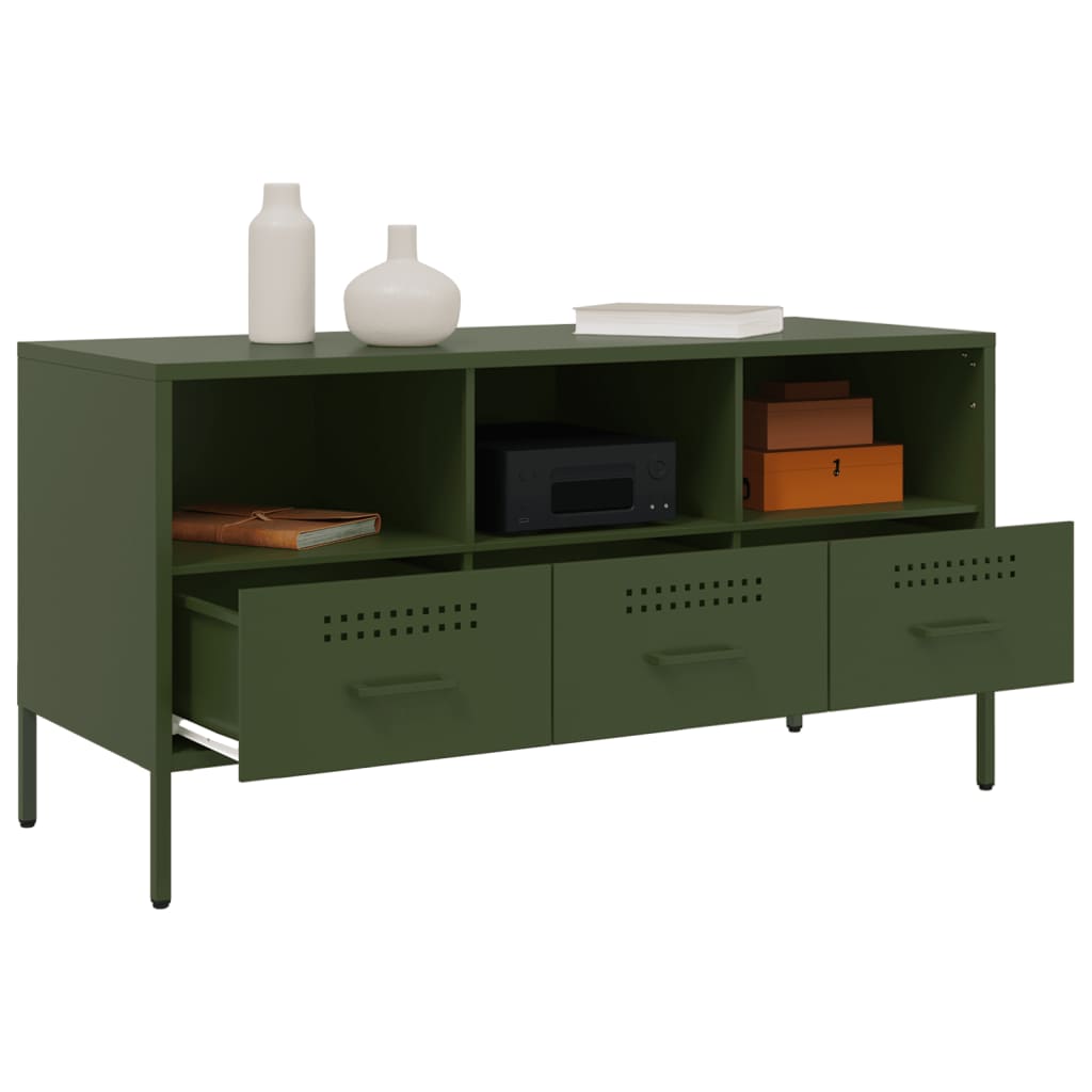 vidaXL Mueble para TV acero verde oliva 100,5x39x50,5 cm