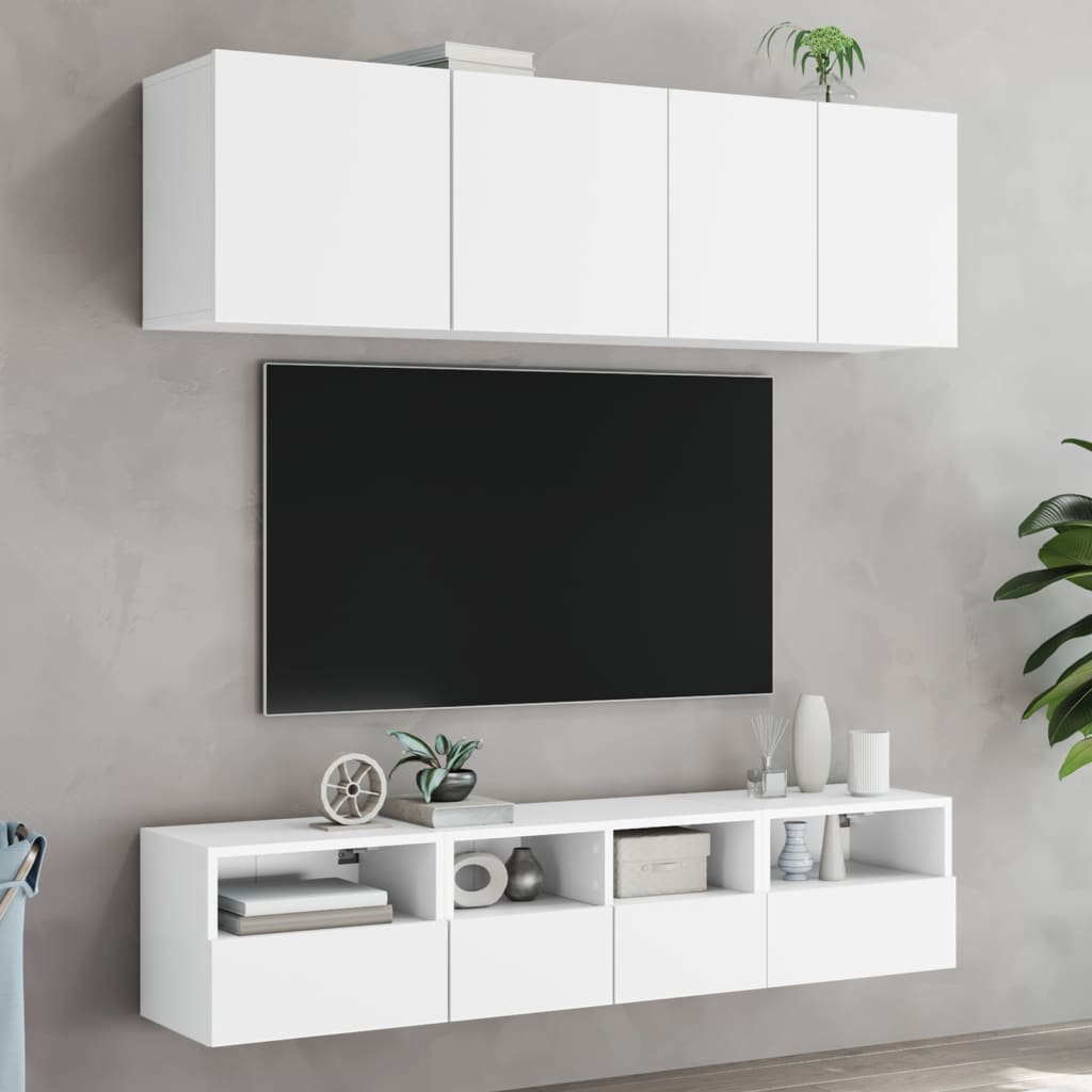 vidaXL Muebles de pared TV 2 uds madera ingeniería blanco 40x30x30 cm