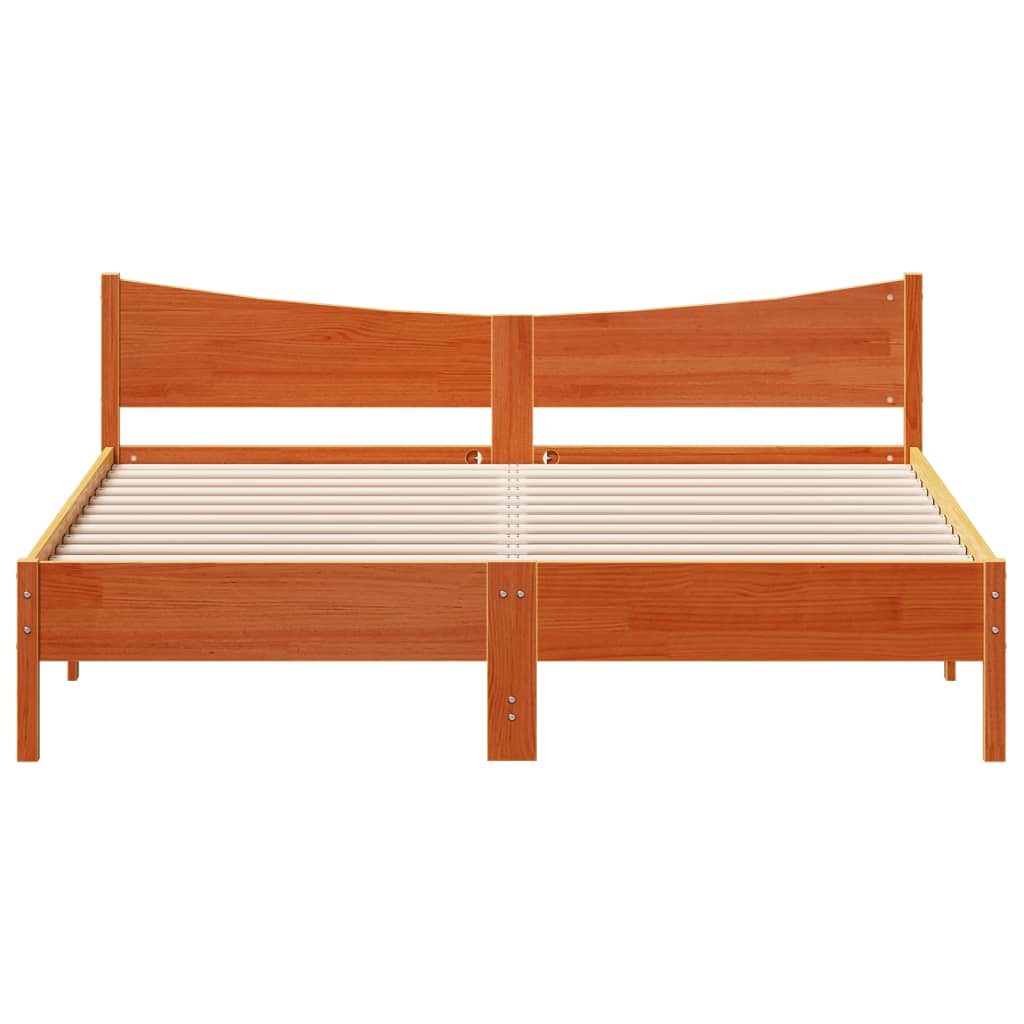 vidaXL Estructura cama con cabecero madera pino marrón cera 180x200 cm