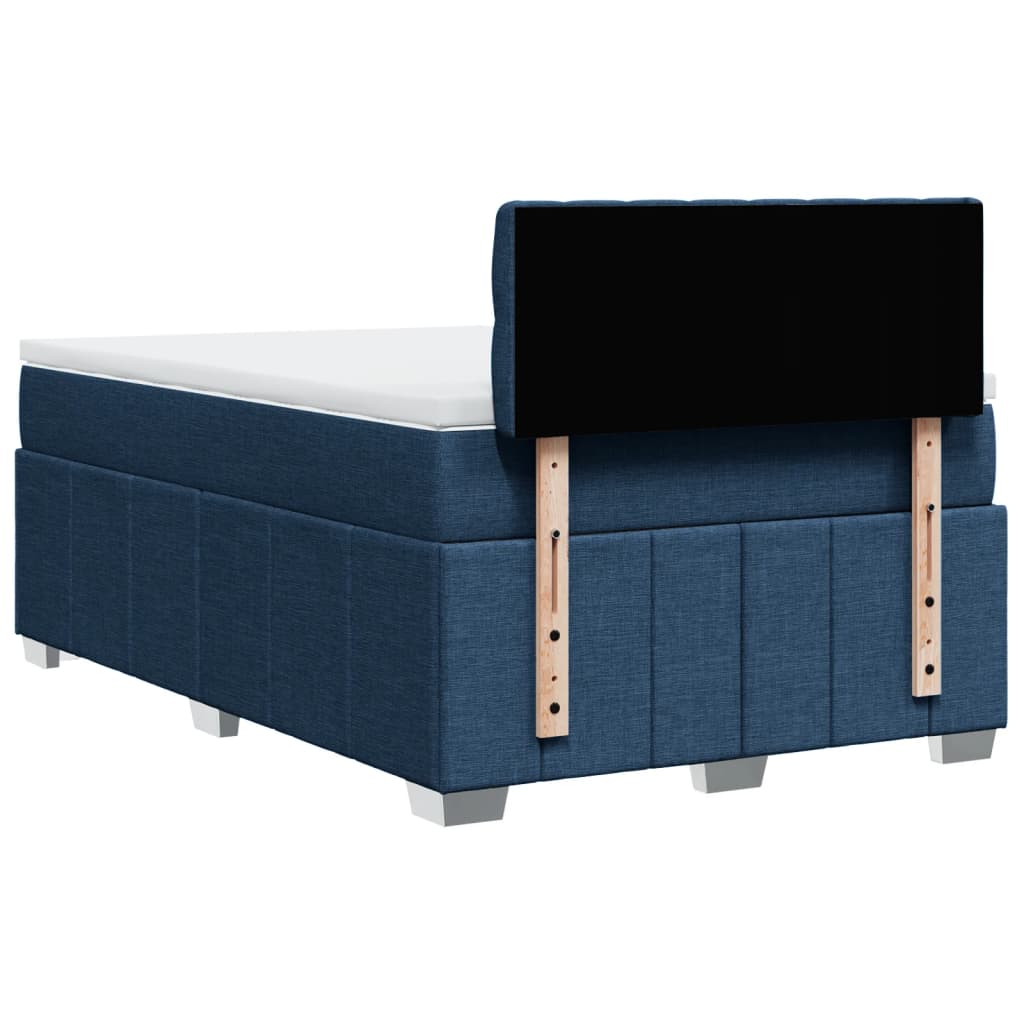 vidaXL Cama box spring con colchón tela azul 120x200 cm