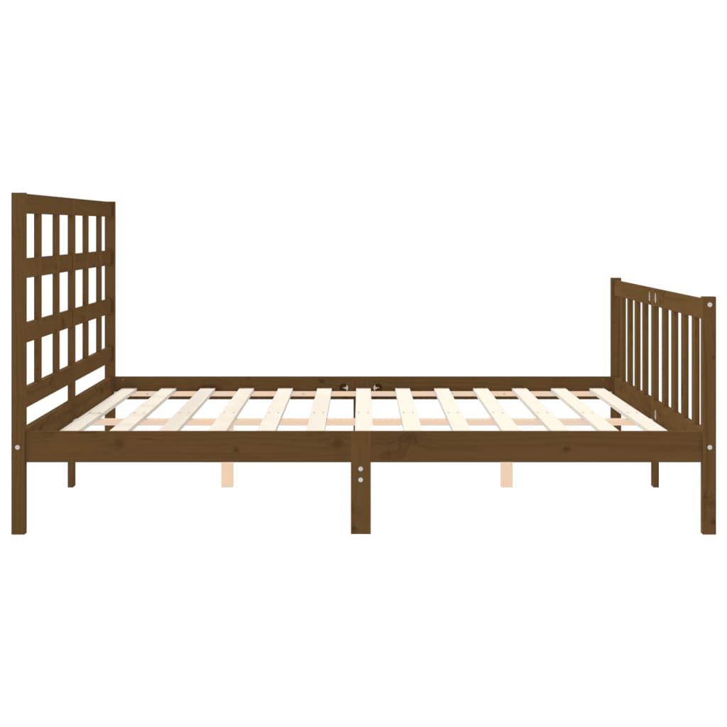 vidaXL Estructura cama y cabecero madera maciza marrón miel 200x200 cm