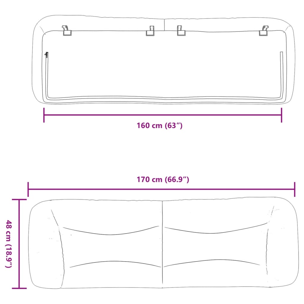 vidaXL Cabecero de cama acolchado tela gris claro 160 cm