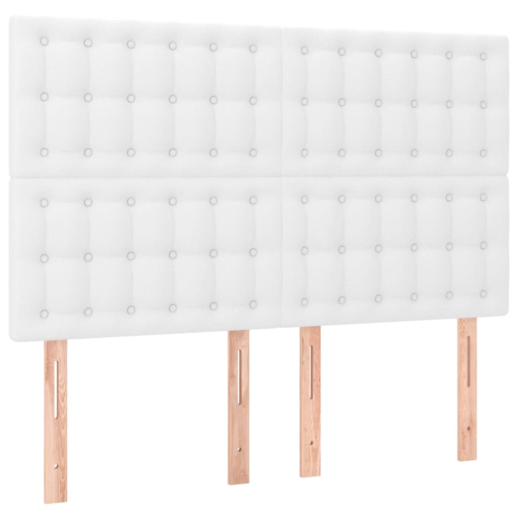 vidaXL Cama box spring colchón y LED cuero sintético blanco 140x200 cm