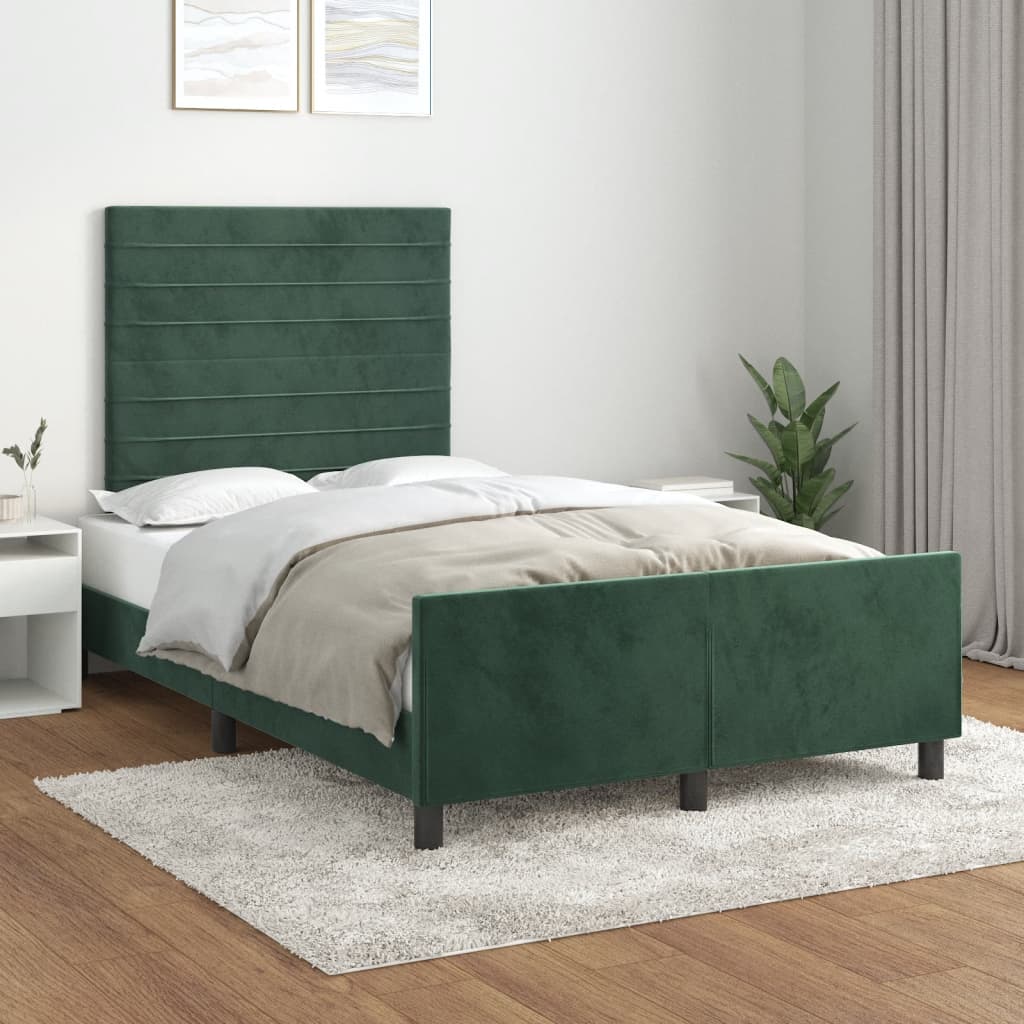 vidaXL Estructura cama con cabecero terciopelo verde oscuro 120x200 cm