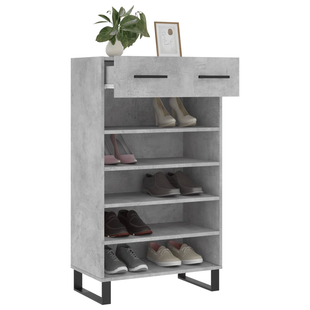 vidaXL Zapatero madera de ingeniería gris hormigón 60x35x105 cm