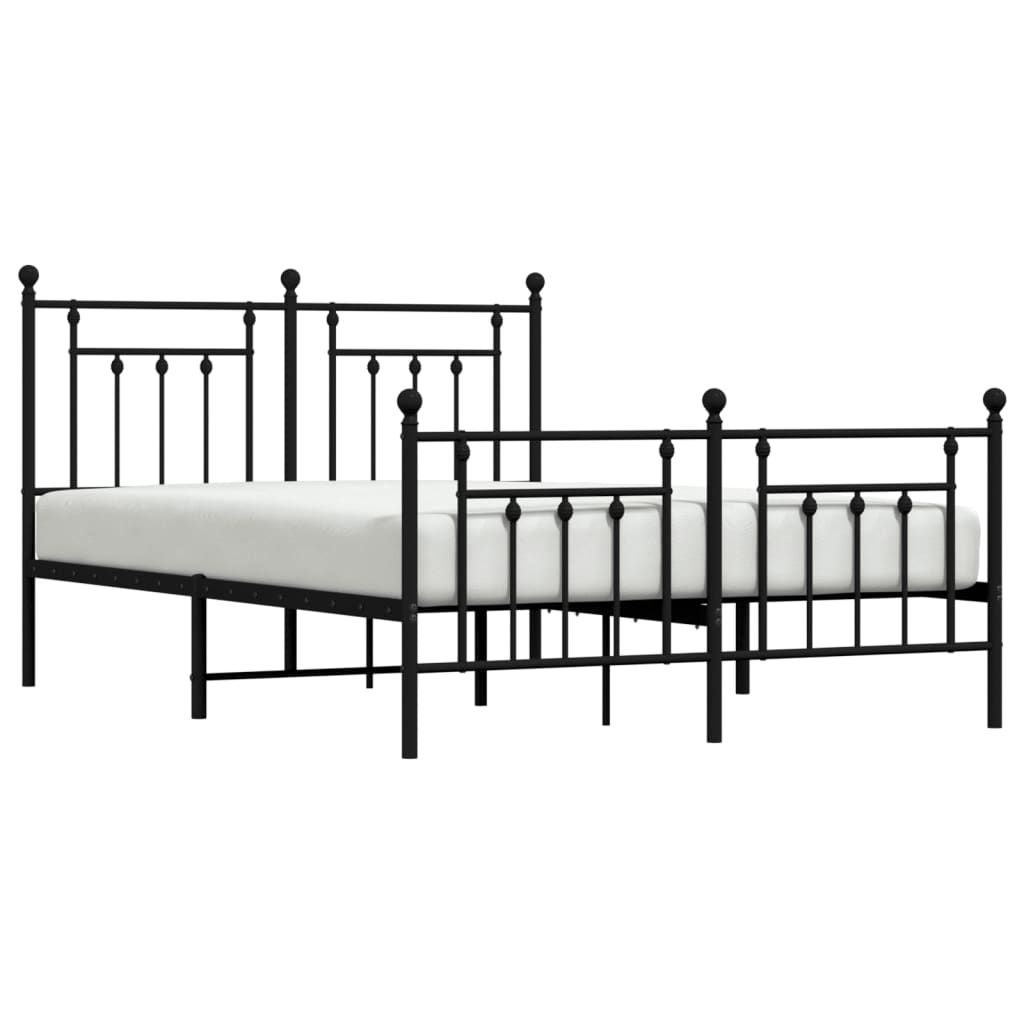 vidaXL Estructura cama sin colchón con estribo metal negro 140x190 cm