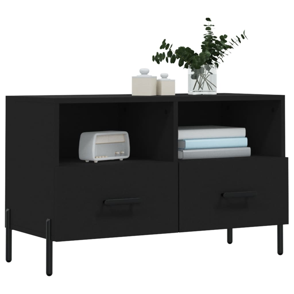 vidaXL Mueble para TV madera contrachapada negro 80x36x50 cm