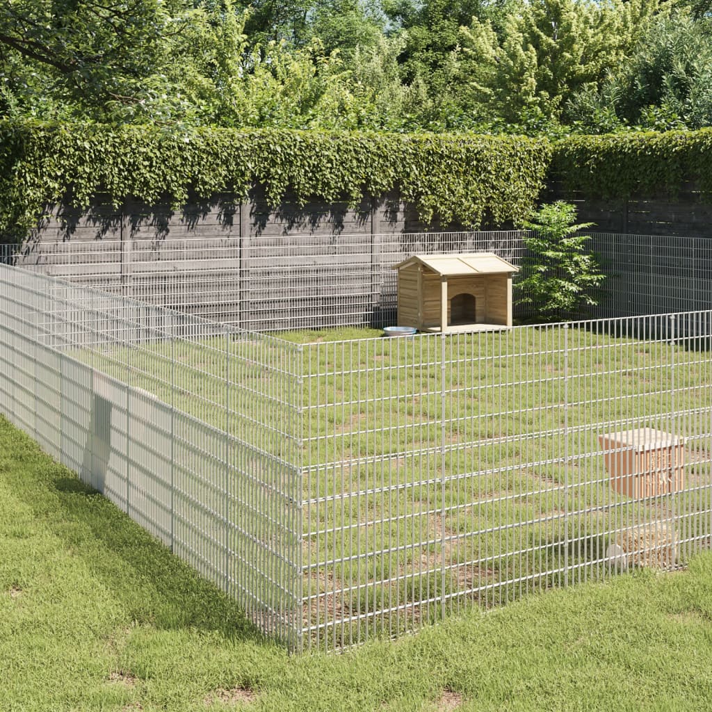 vidaXL Recinto corral animales 48 paneles hierro galvanizado 54x100 cm