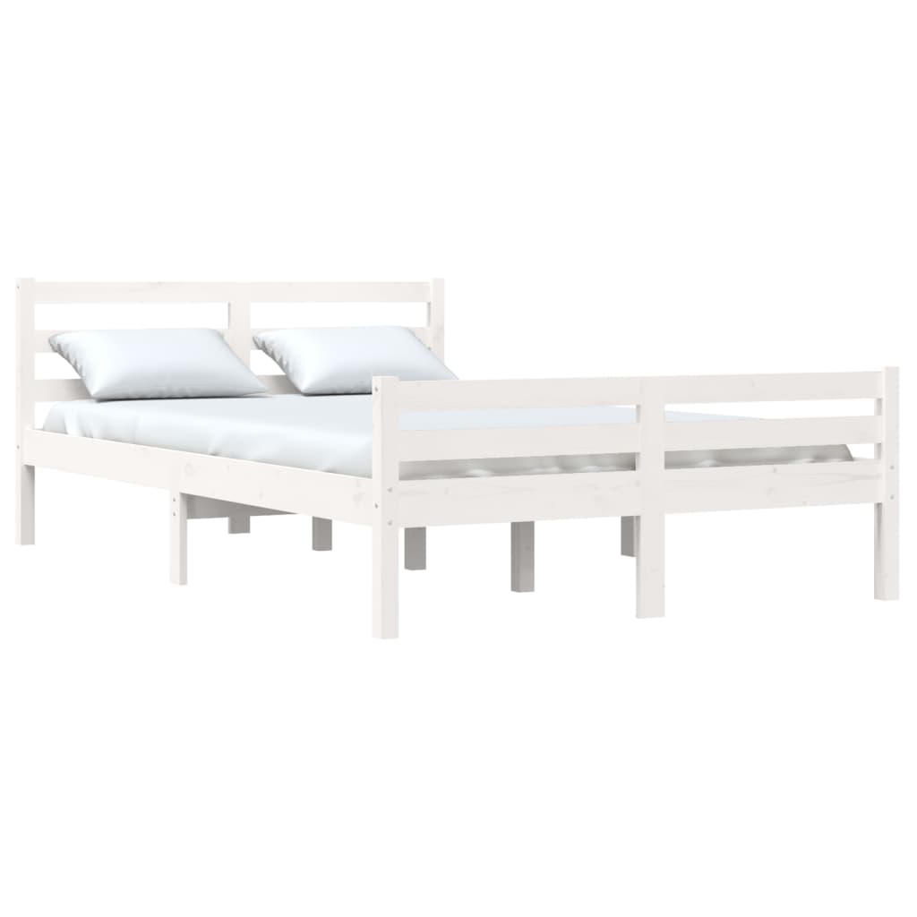 vidaXL Estructura de cama de madera maciza blanca 140x190 cm