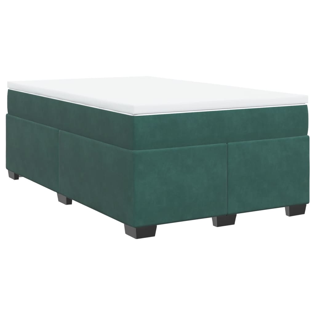 vidaXL Cama box spring con colchón terciopelo verde oscuro 120x190 cm