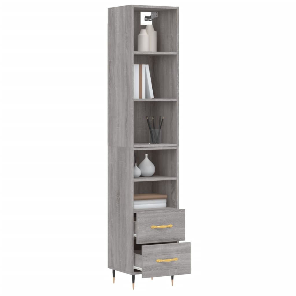 vidaXL Aparador alto madera contrachapada gris Sonoma 34,5x34x180 cm