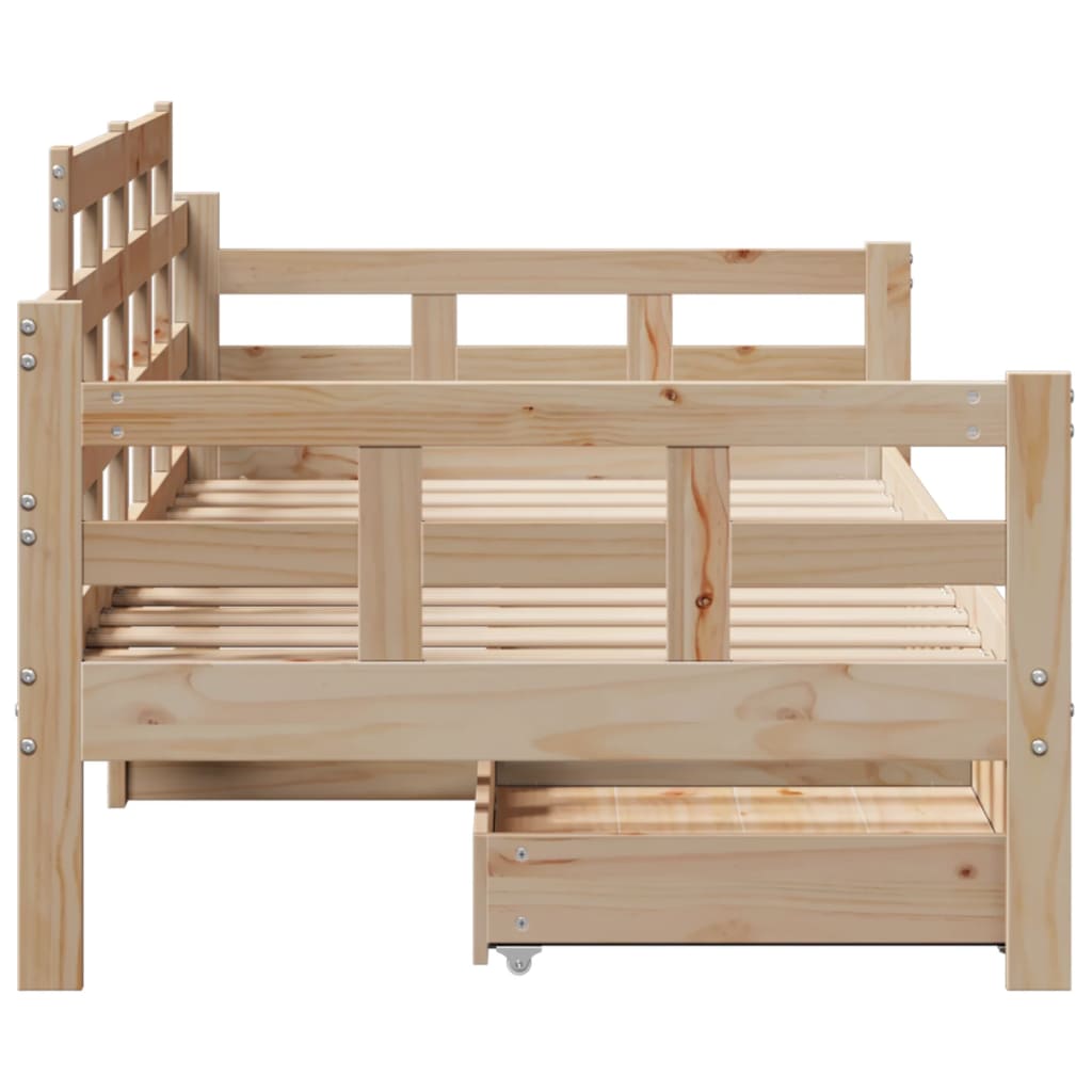 vidaXL Sofá cama con cajones madera maciza de pino 80x200 cm