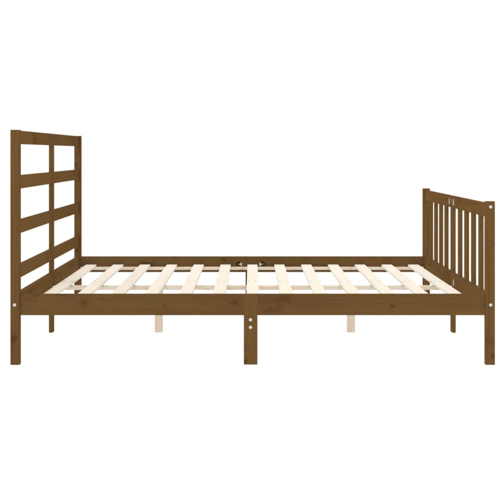 vidaXL Estructura cama y cabecero madera maciza marrón miel 200x200 cm