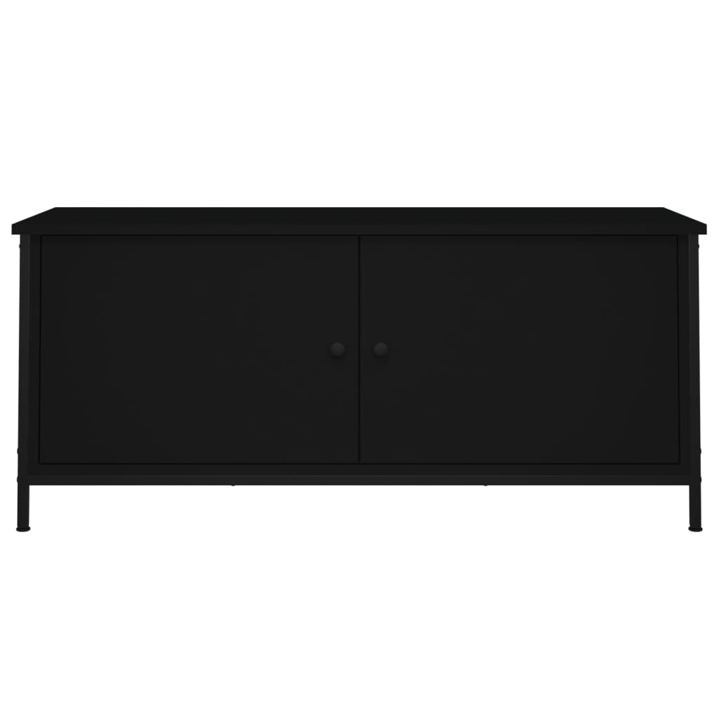 vidaXL Mueble TV con puertas madera contrachapada negro 102x35x45 cm