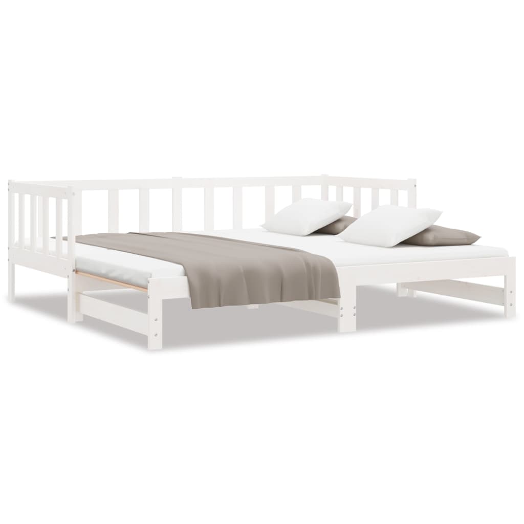 vidaXL Sofá cama extraíble madera maciza de pino blanco 2x(90x200) cm