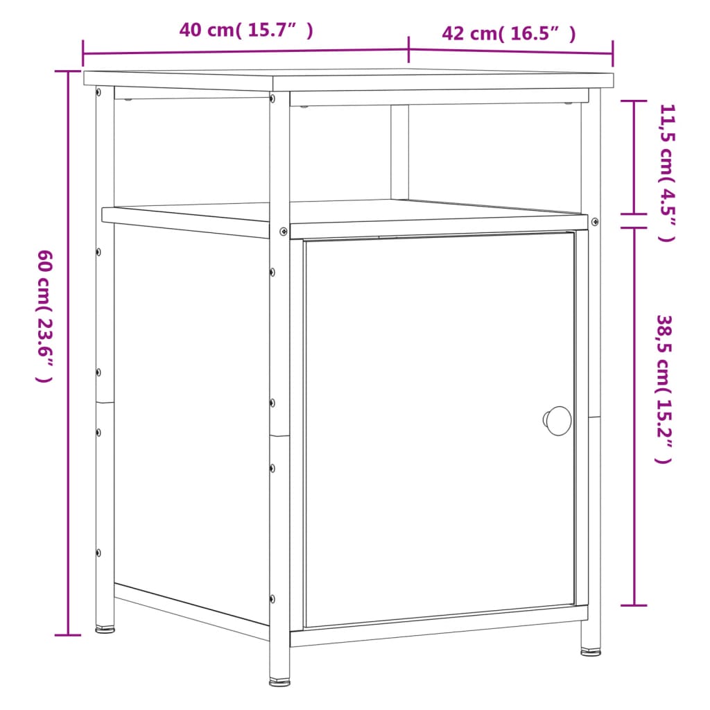 vidaXL Mesita de noche madera contrachapada roble sonoma 40x42x60 cm