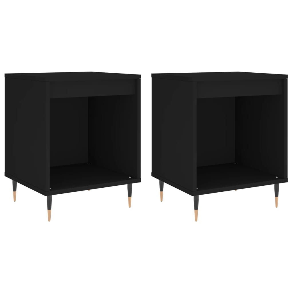 vidaXL Mesitas de noche 2 uds madera de ingeniería negro 40x35x50 cm