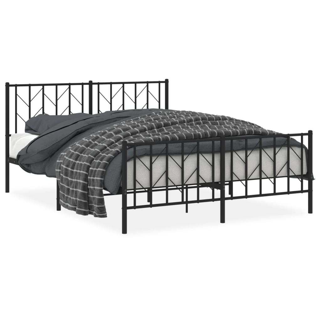 vidaXL Estructura cama sin colchón con estribo metal negro 150x200 cm