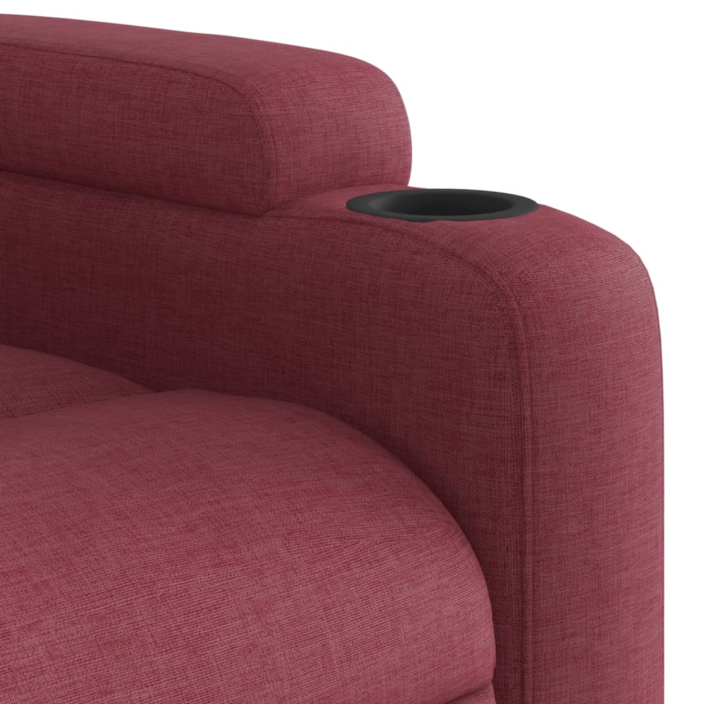 vidaXL Sillón reclinable de masaje elevable tela rojo tinto