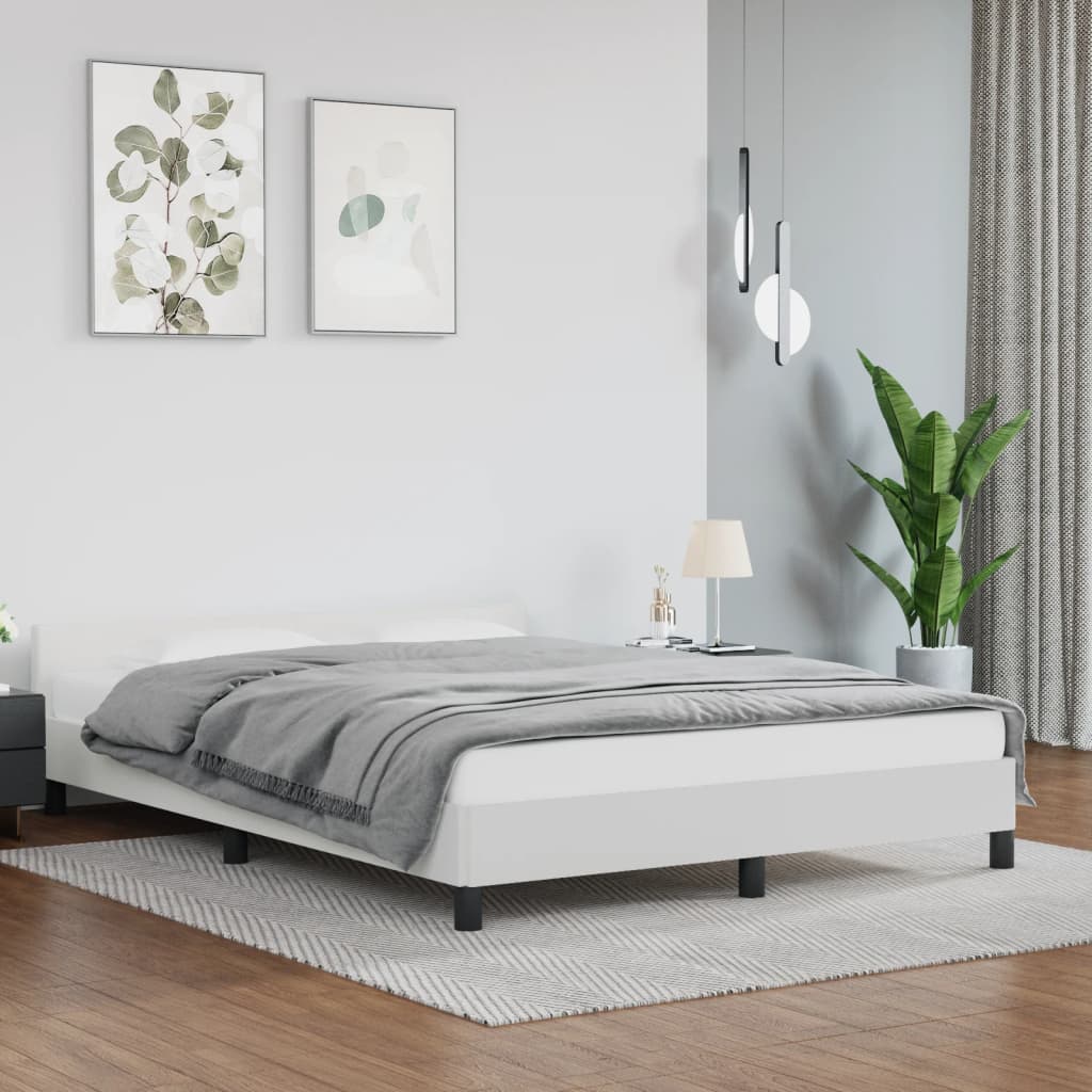 vidaXL Estructura de cama con cabecero sin colchón blanco 140x190 cm