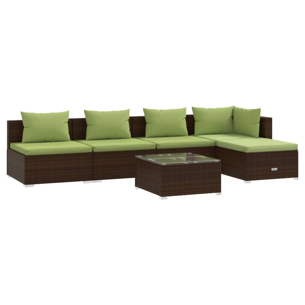 vidaXL Set muebles de jardín 6 piezas y cojines ratán sintético marrón