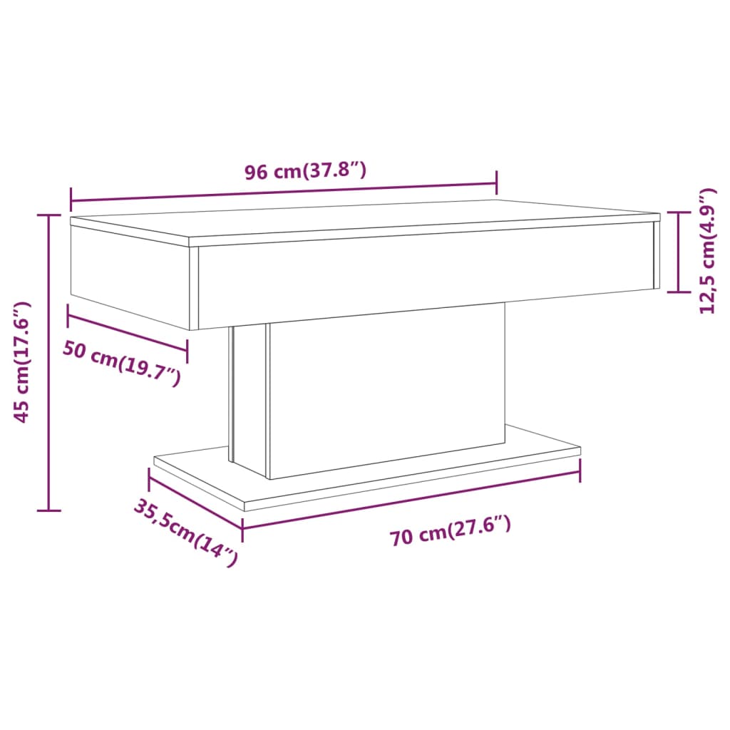 vidaXL Mesa de centro madera contrachapada roble ahumado 96x50x45 cm