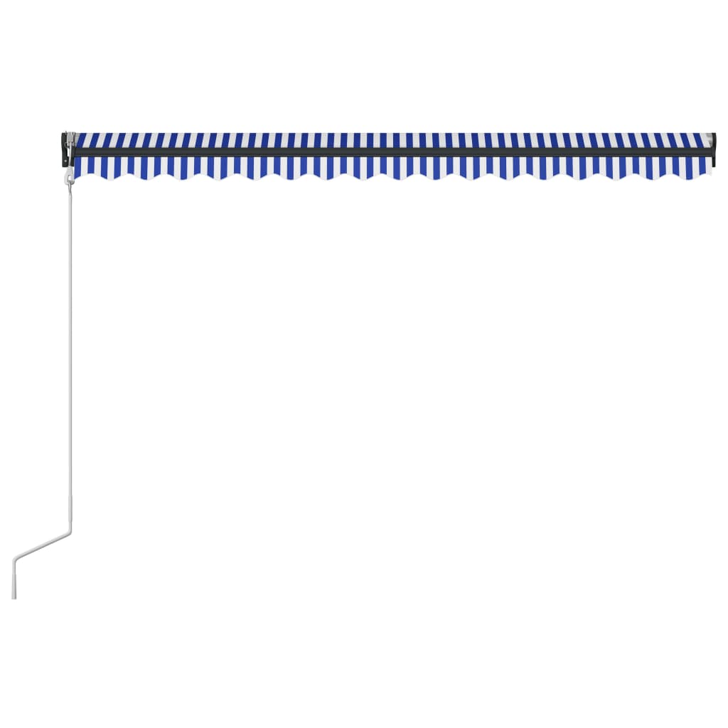 vidaXL Toldo con LED y sensor de viento azul y blanco 450x300 cm