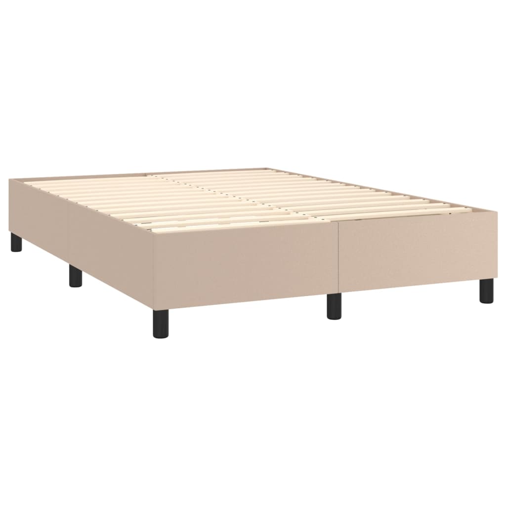 vidaXL Cama box spring con colchón cuero sintético capuchino 140x200cm