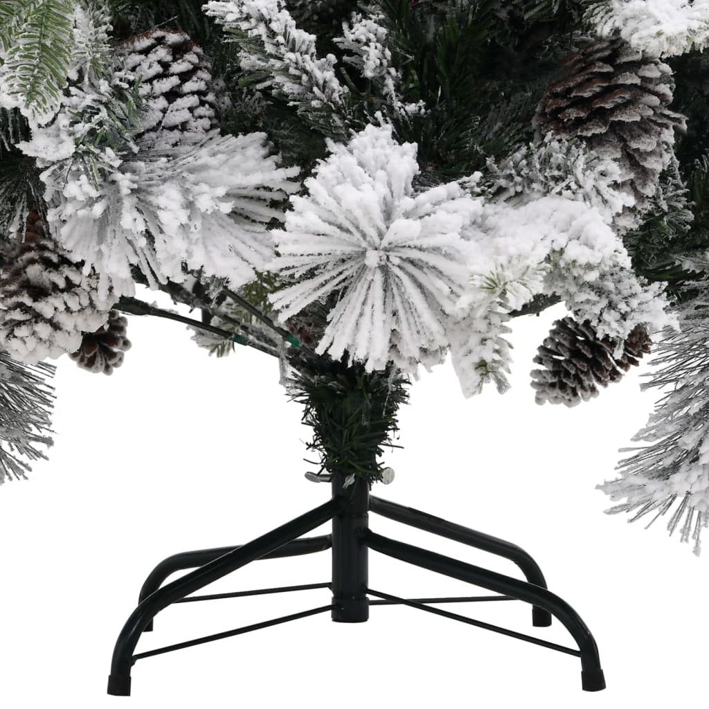 vidaXL Árbol de Navidad con nieve flocada y piñas PVC y PE 195 cm