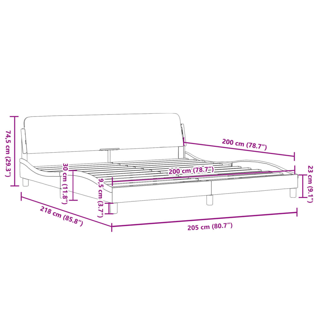 vidaXL Estructura de cama con cabecero cuero sintético blanco y negro