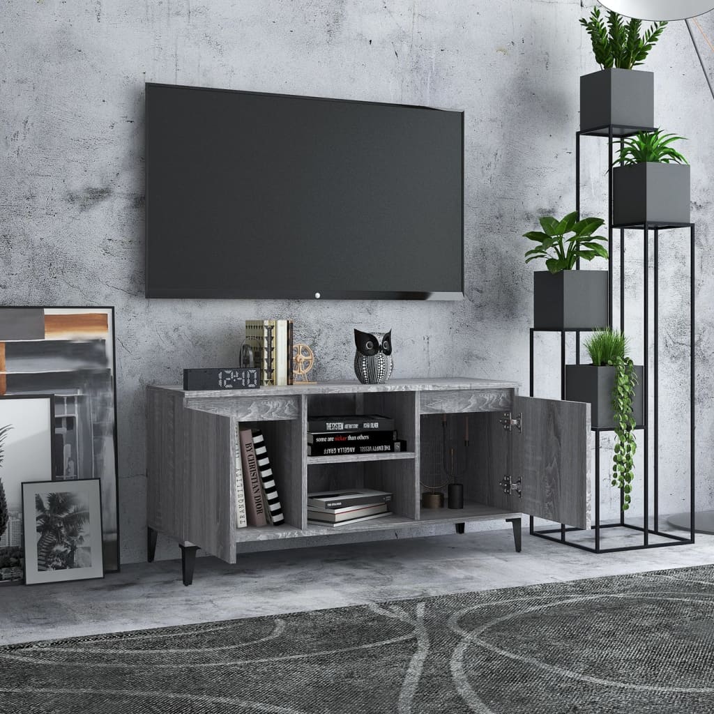 vidaXL Mueble de TV con patas de metal gris Sonoma 103,5x35x50 cm