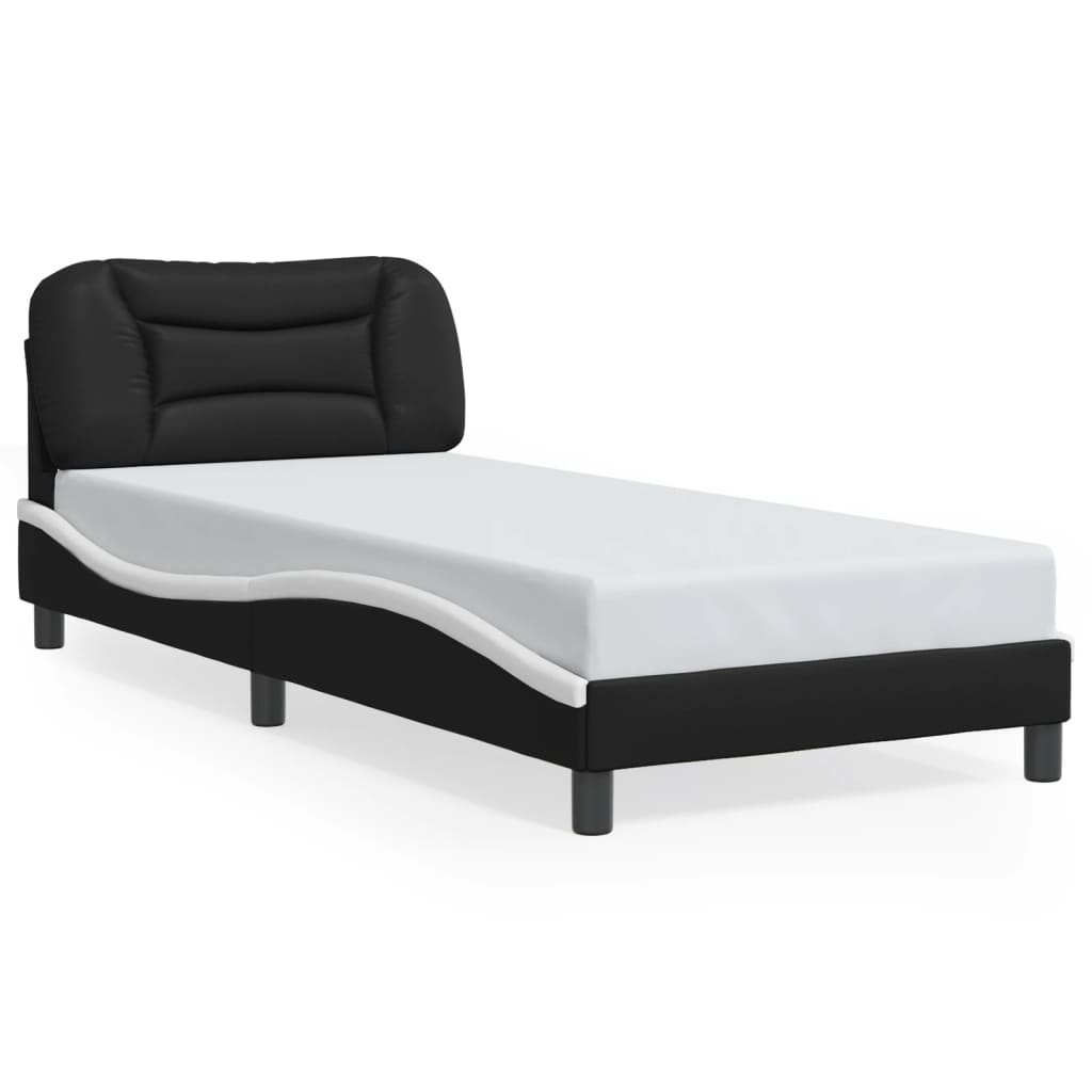 vidaXL Estructura cama con LED cuero sintético negro blanco 90x190 cm