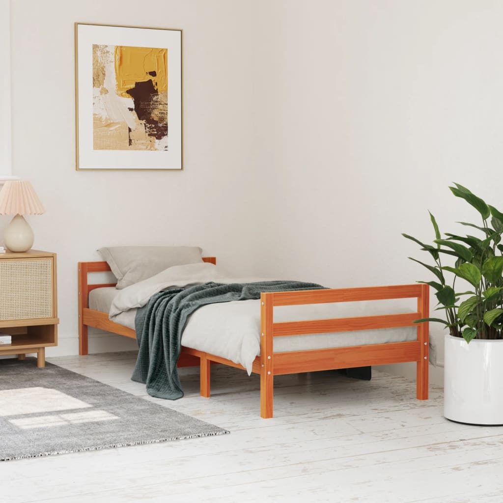 vidaXL Estructura de cama sin colchón madera de pino marrón 90x200 cm