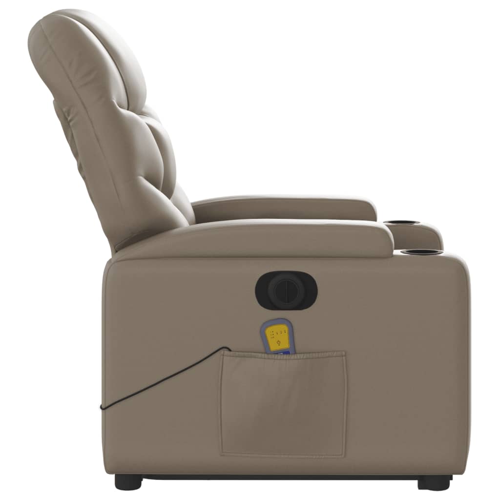 vidaXL Sillón reclinable de masaje eléctrico cuero sintético capuchino