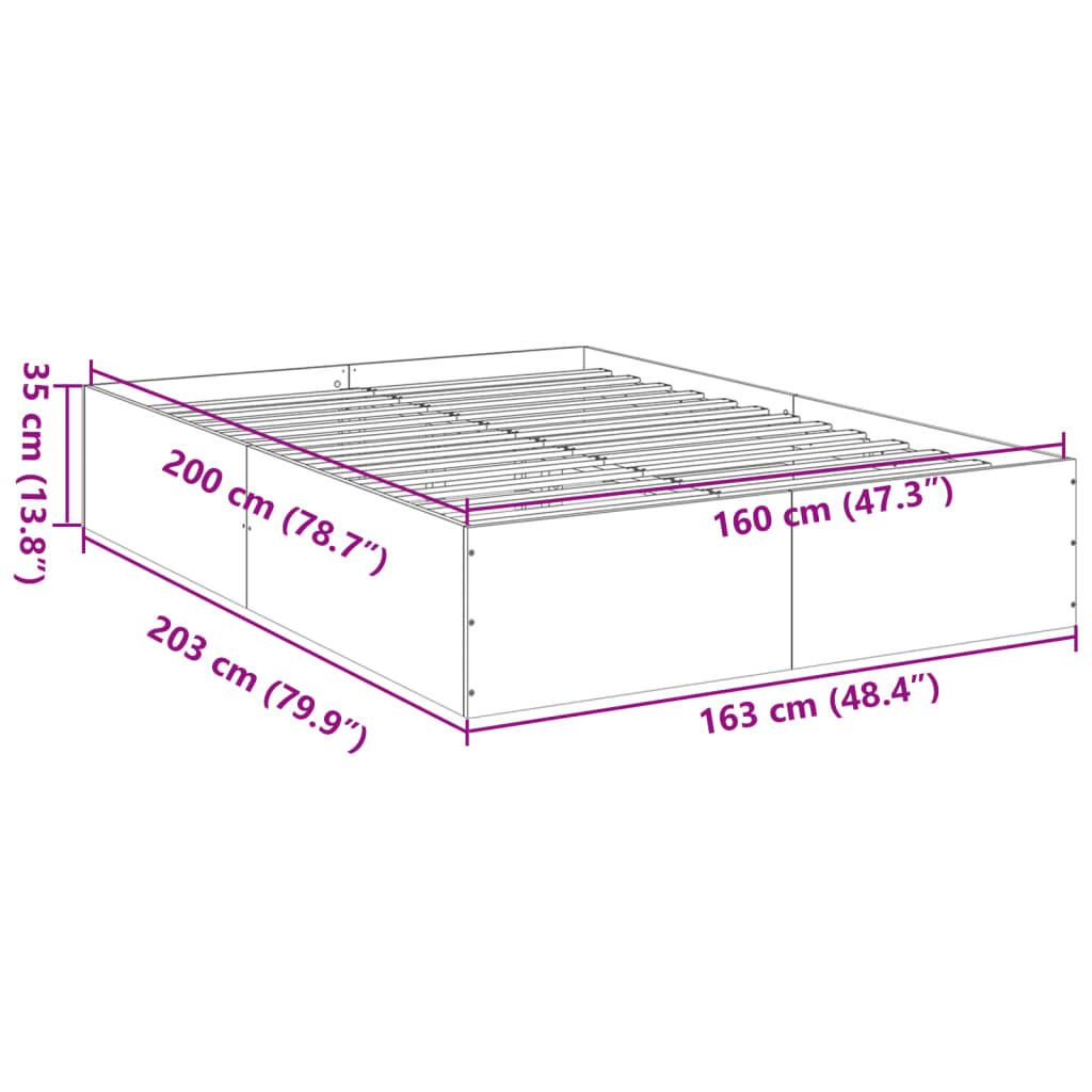 vidaXL Estructura de cama madera de ingeniería gris Sonoma 160x200 cm