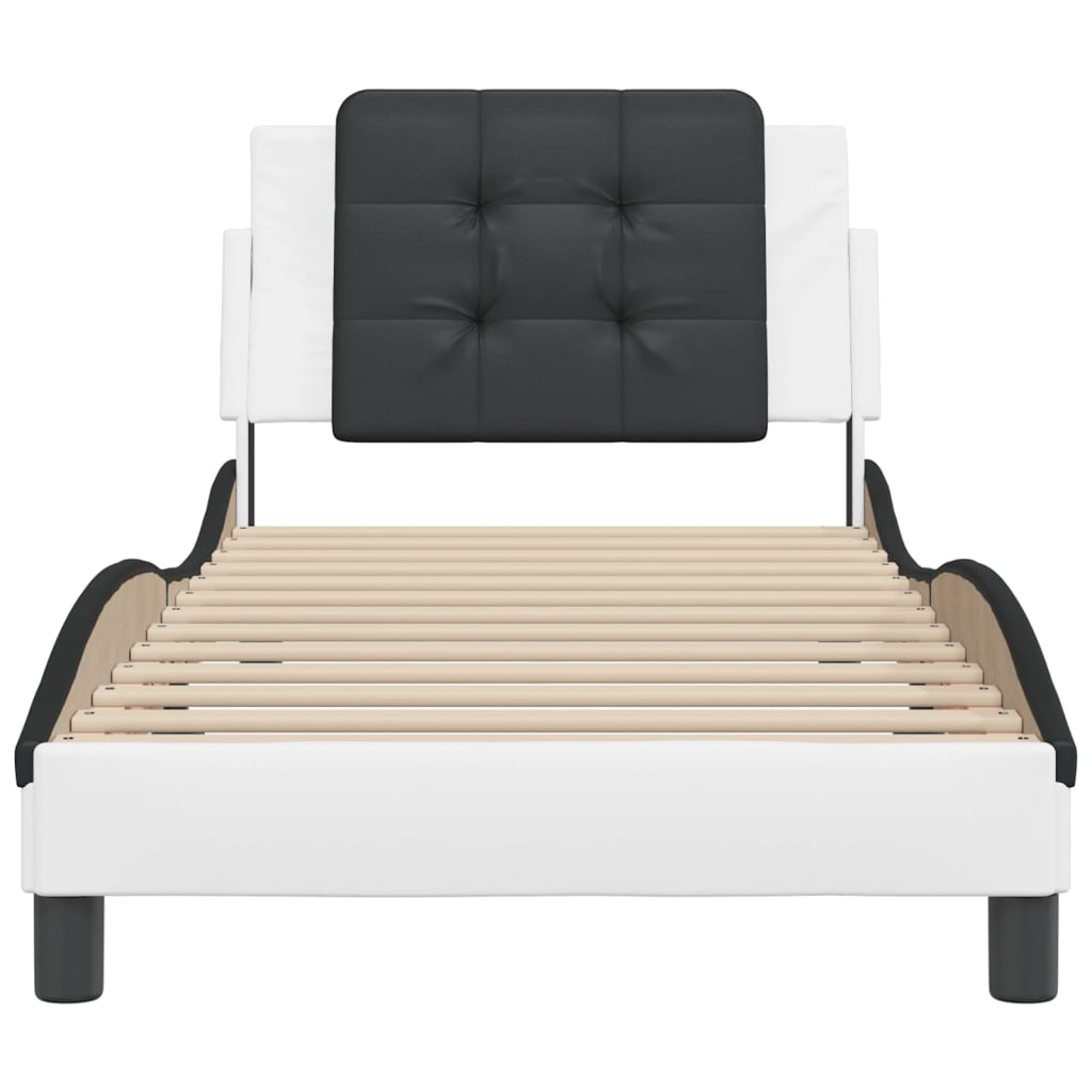 vidaXL Cama con cabecero cuero sintético blanco y negro 80x200 cm