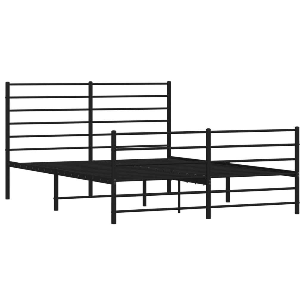 vidaXL Estructura cama sin colchón con estribo metal negro 135x190 cm