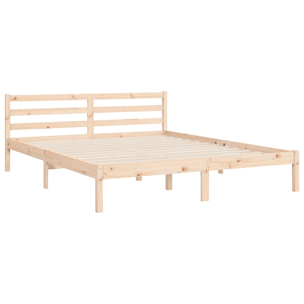 vidaXL Estructura de cama de matrimonio con cabecero madera maciza