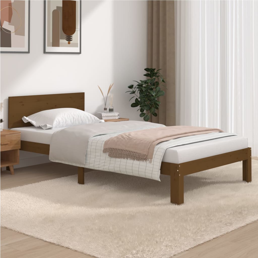 vidaXL Estructura de cama madera maciza de pino marrón miel 100x200 cm