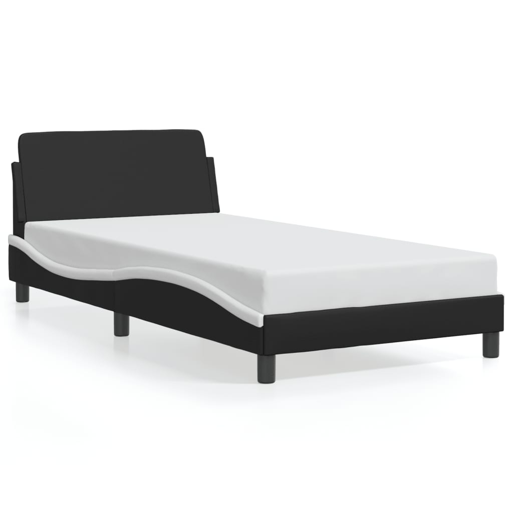 vidaXL Estructura de cama con cabecero cuero sintético negro y blanco