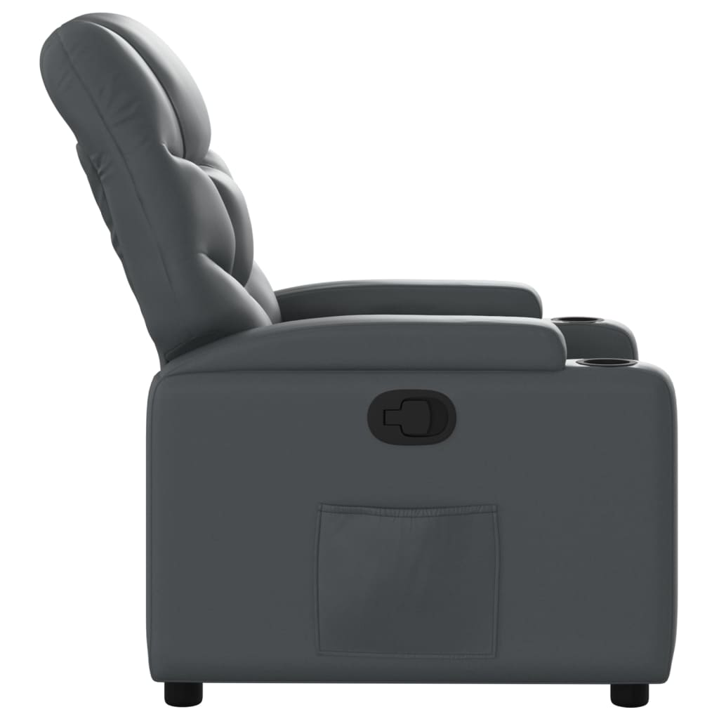 vidaXL Sillón reclinable de cuero sintético gris