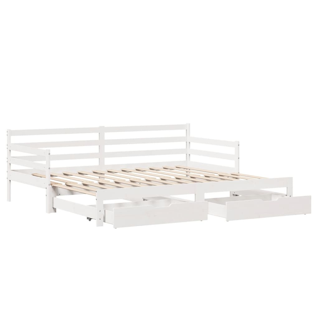 vidaXL Sofá cama nido con cajones madera maciza pino blanca 90x190 cm