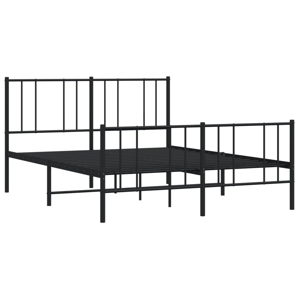 vidaXL Estructura cama sin colchón con estribo metal negro 140x190 cm