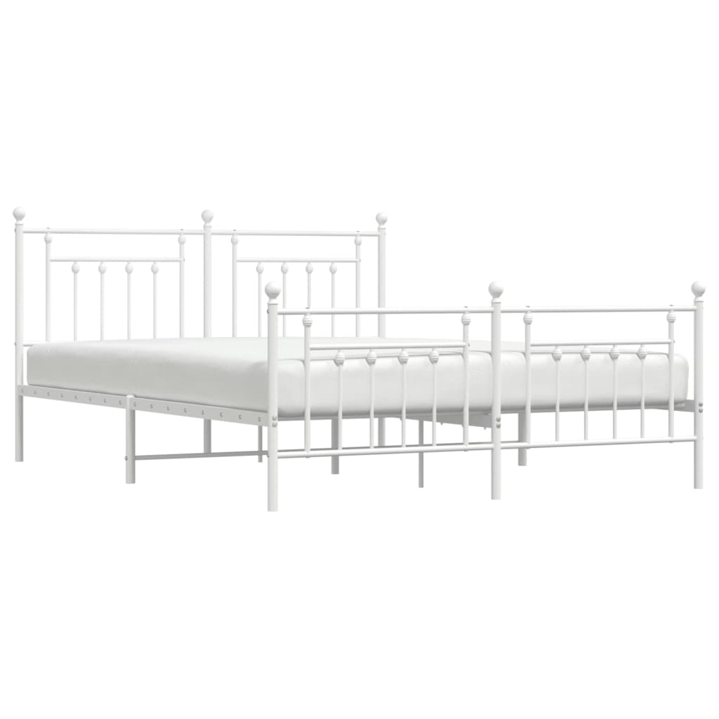 vidaXL Estructura cama metal con cabecero y estribo blanco 160x200 cm