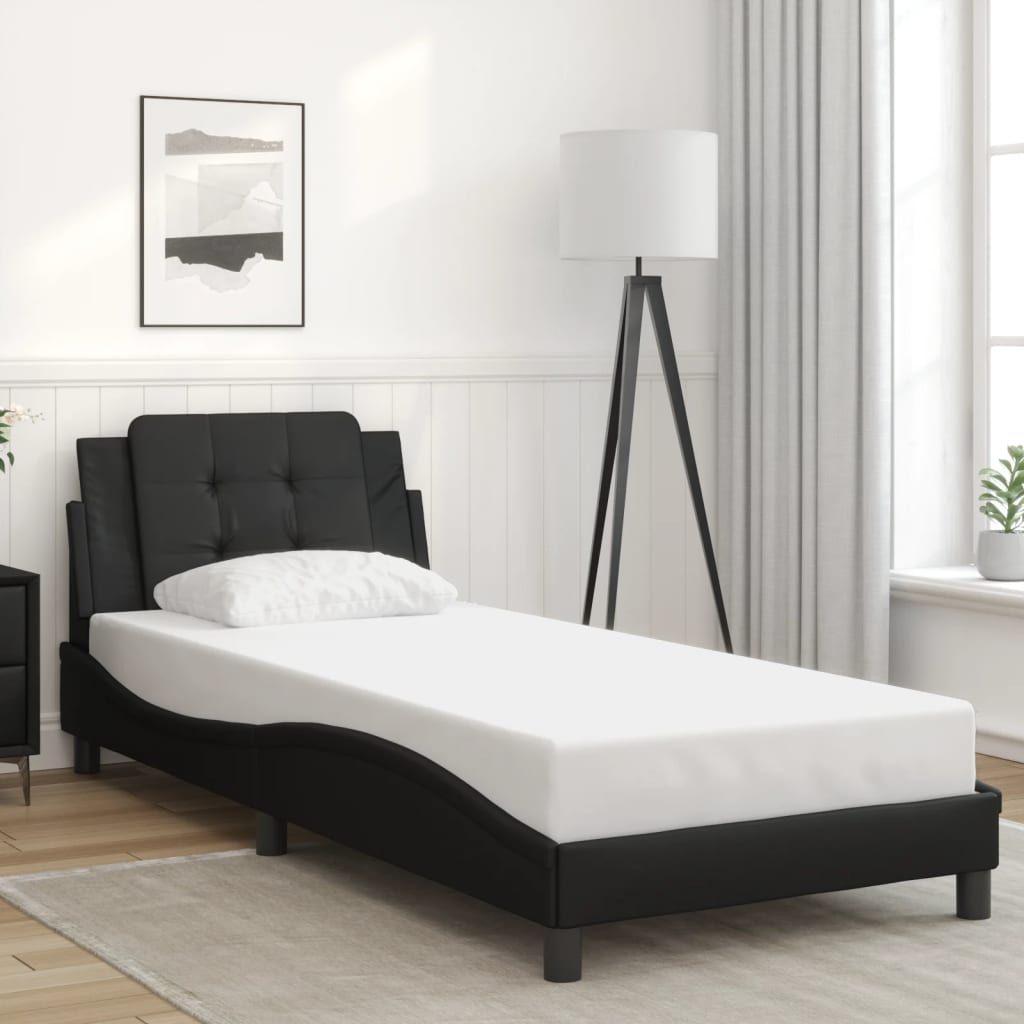 vidaXL Estructura cama con luces LED cuero sintético negro 80x200 cm