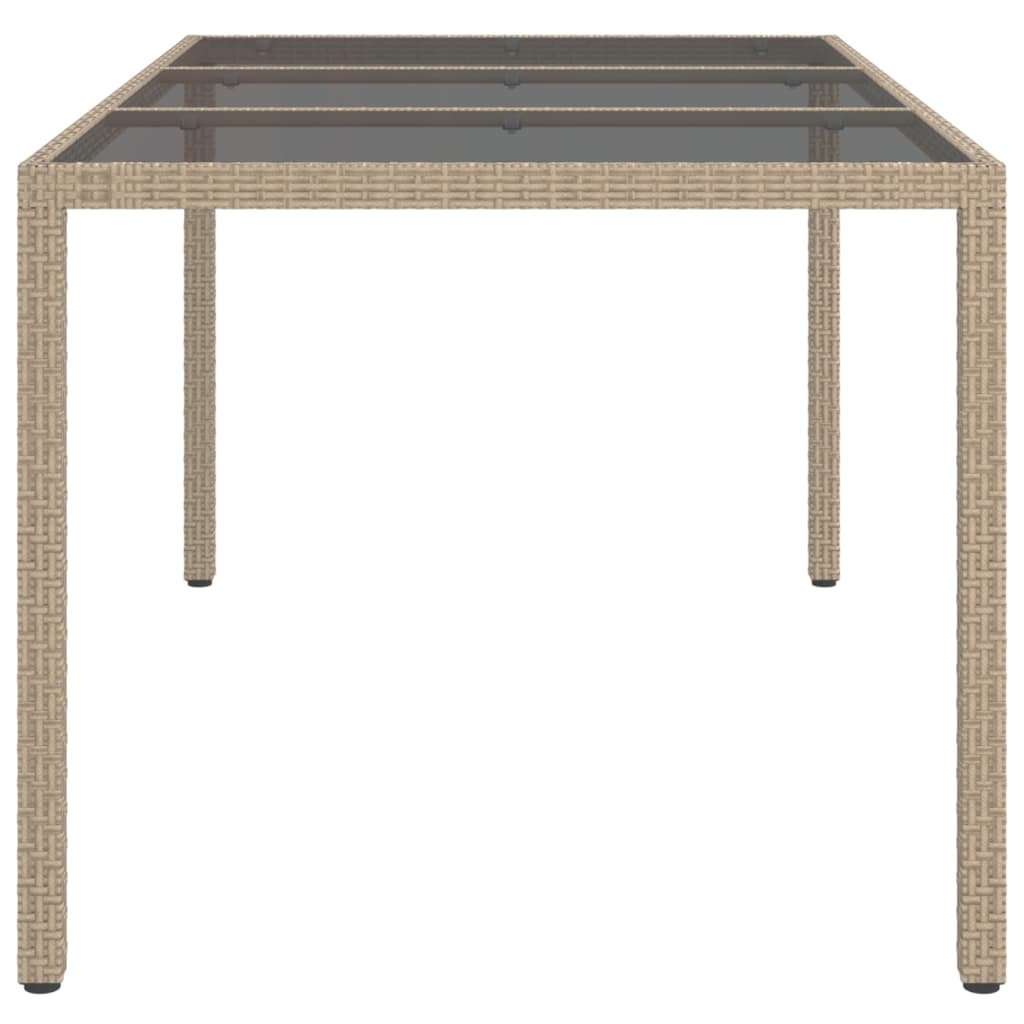 vidaXL Mesa jardín vidrio templado ratán sintético 150x90x75 cm beige