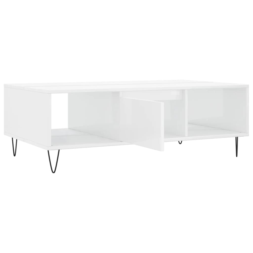 vidaXL Mesa de centro madera de ingeniería blanco brillo 104x60x35 cm