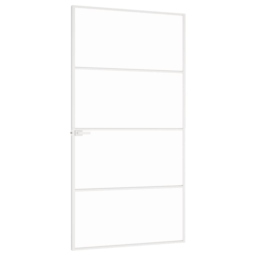 vidaXL Puerta interior vidrio templado y aluminio blanco 102x201,5 cm